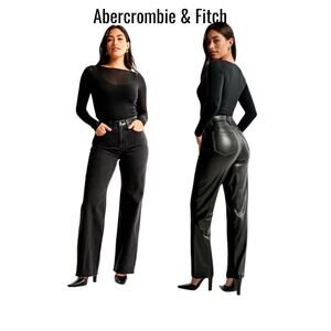 Abercrombie & Fitch Pants Women 18R Faux Leather Ankle Straight Ultra High Rise